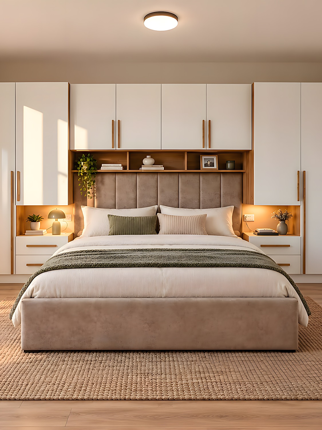 Ensemble chambre blanc laqué avec armoire enveloppante sur mesure — réalisation EMA 04